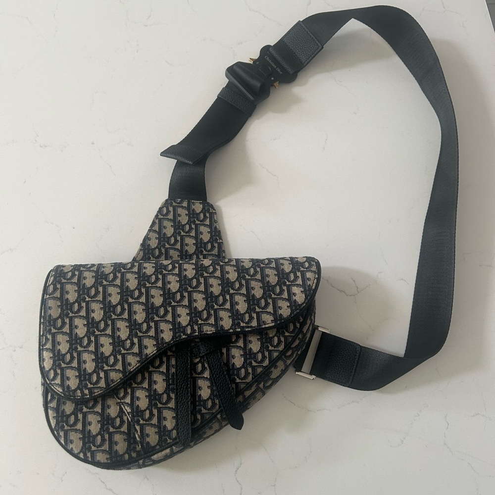 Dior Black and Cream Belt Bag with Iconic Design